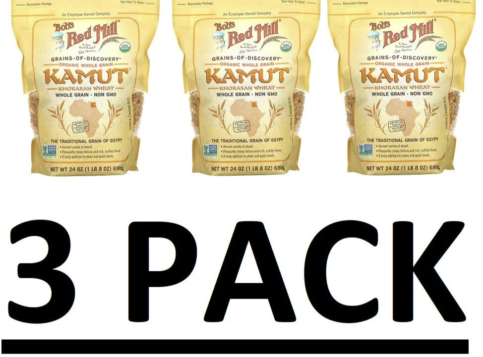 3 PACK – Bob’s Red Mill Organic Whole Grain Kamut 24 oz Pkg (Total 4.5 lb)