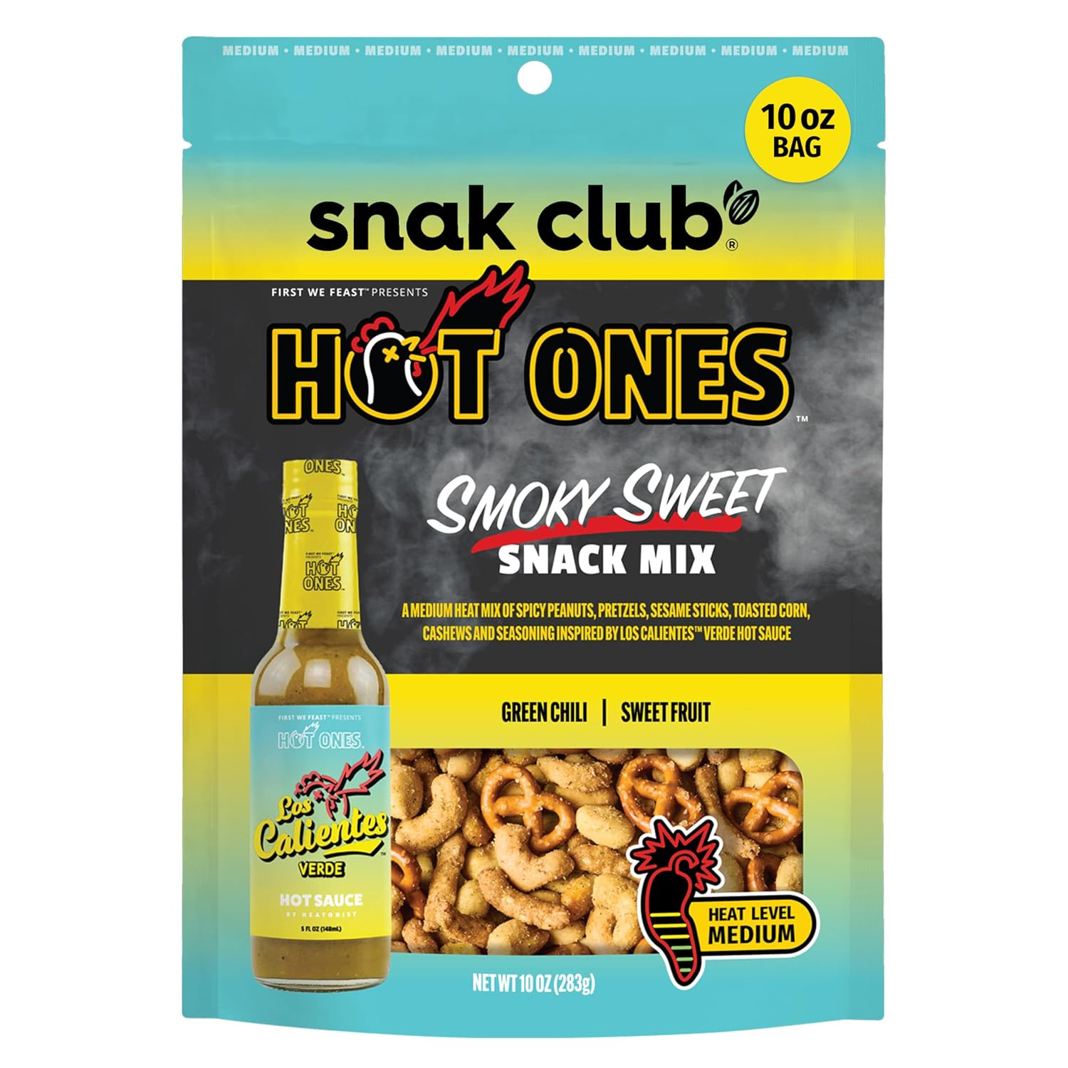 X Hot Ones Snack Mix, Hot Habanero, Sweet Smoky, and Tangy Chili, Spicy Snacks w