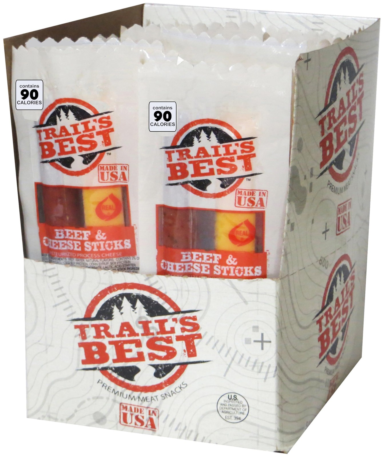 Twin Beef & Cheese Snack Sticks 1 Oz Each 20 Count Low Carb Gluten Free No MSG