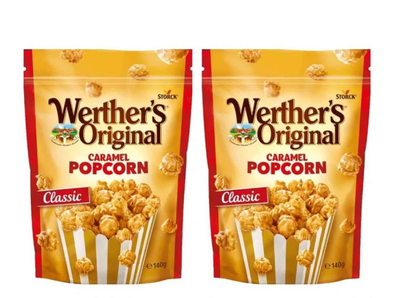 2 Pack Werther’s Original Caramel Popcorn Classic Caramel Puffed Snack 5.29 oz