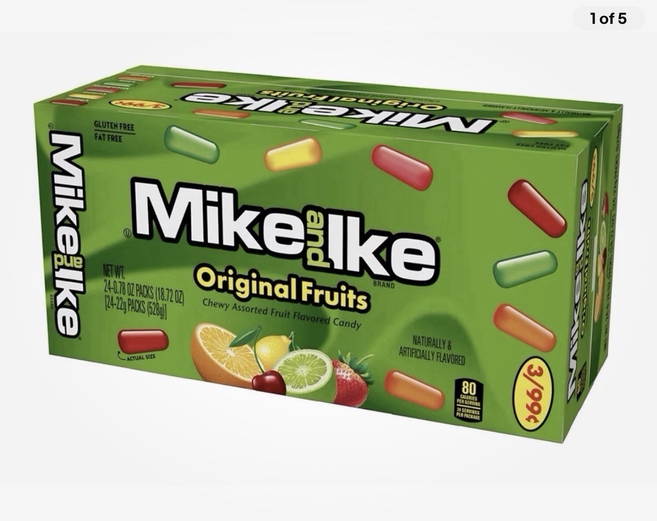 Mike and Ike Original Fruits Chewy Fruit Candy 24 Pack Gluten Free