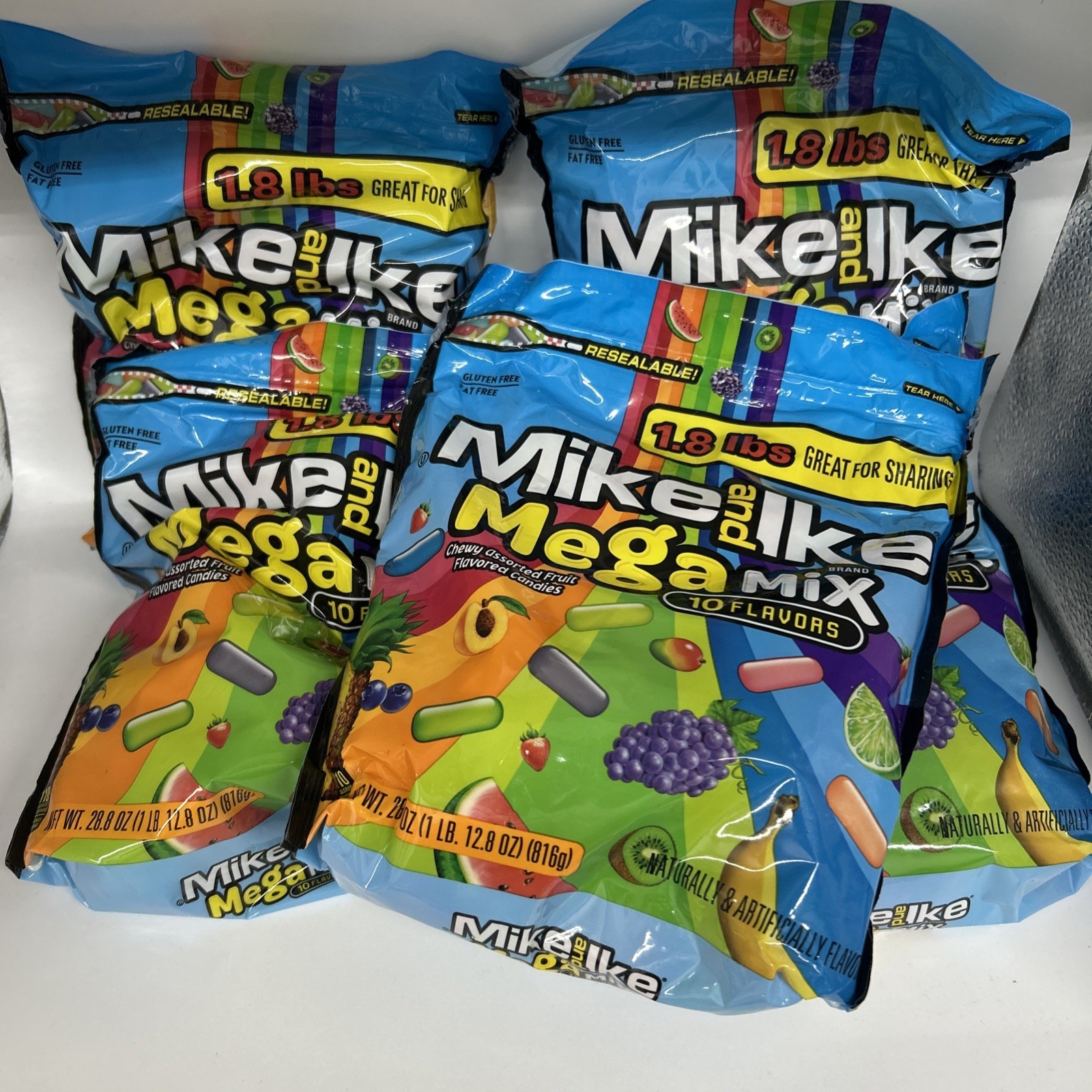2 bags Mike and Ike MEGA MIX 10 Flav Chewy Candy 28.8 oz Candies Resealable