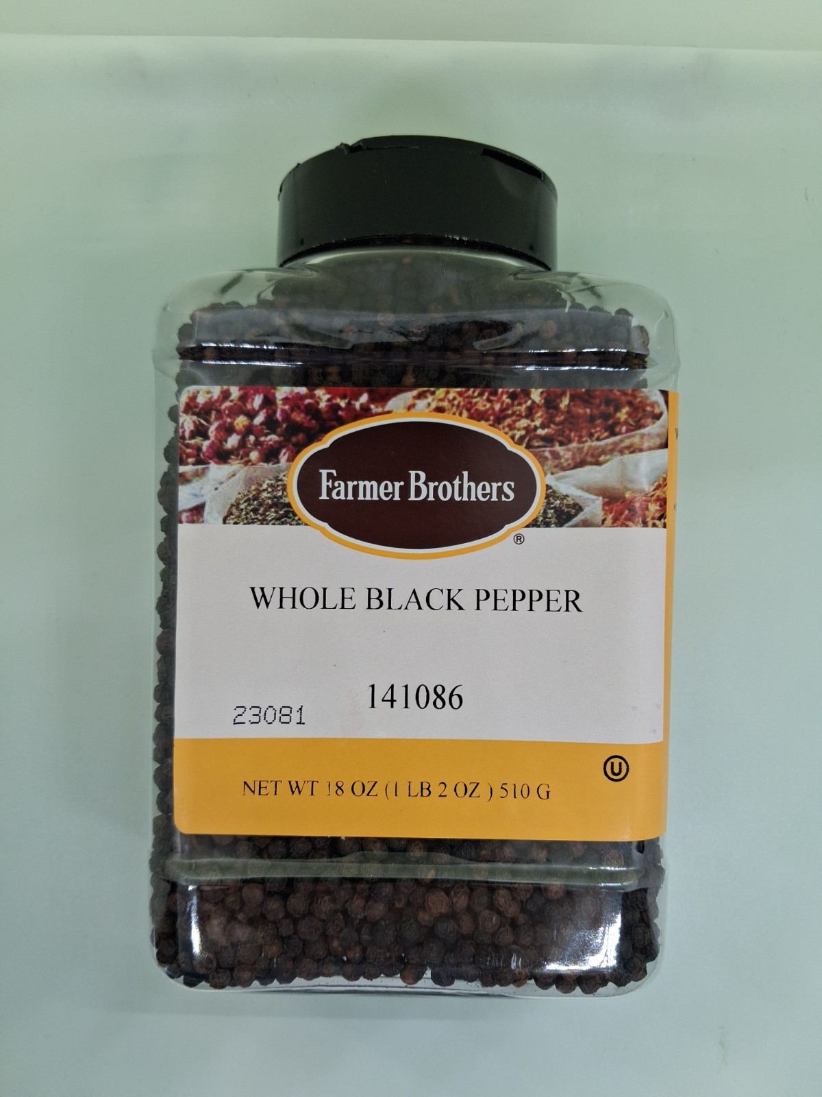 Whole Black Peppercorns, Farmer Brothers Premium Quality Peppercorns, 18oz