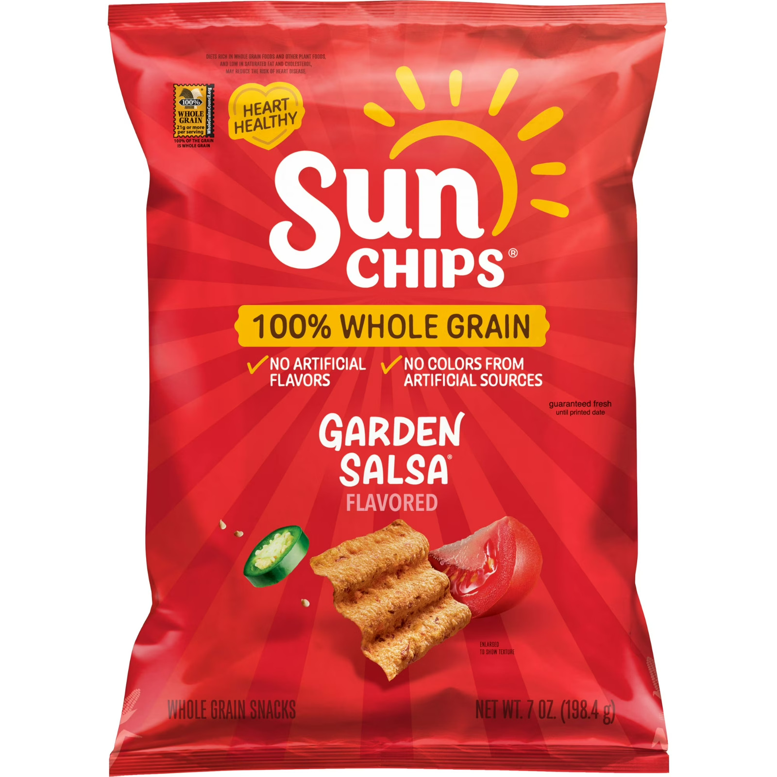 SunChips Garden Salsa Whole Grain Snacks, 7 oz Bag