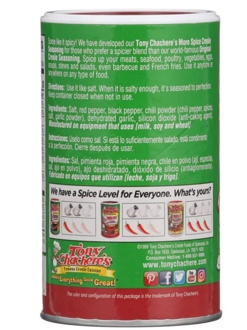 Lot Of 6 Tony Chachere’s More Spice Seasoning 7 oz 12/27 Date (14% Less Sodium)