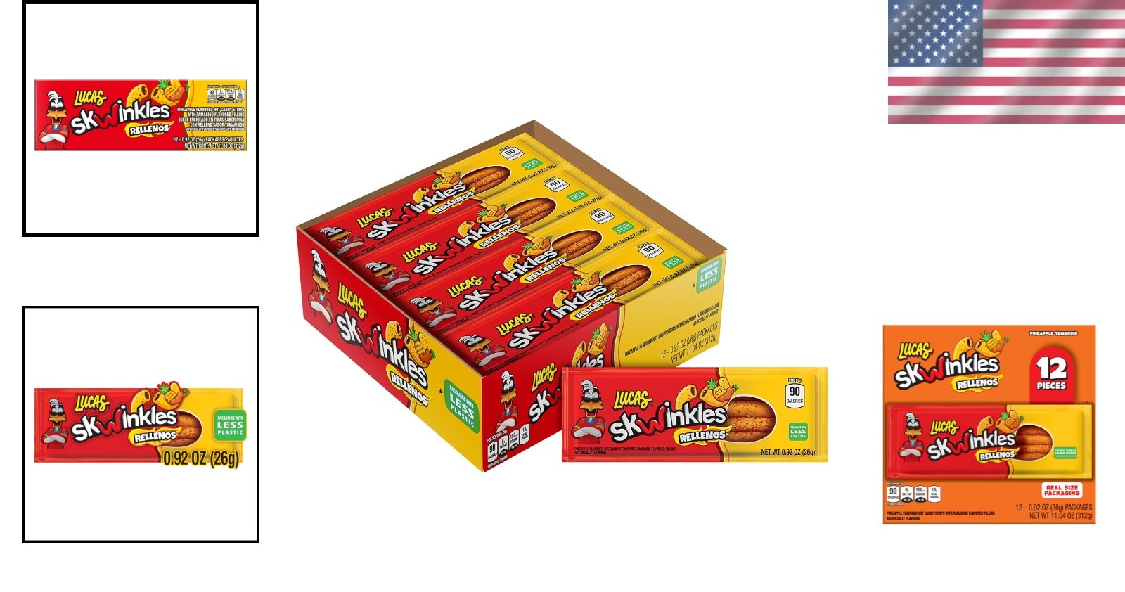 Skwinkles Sweet & Sour Pineapple Tamarind Strips – 0.92oz, Ideal for Treats