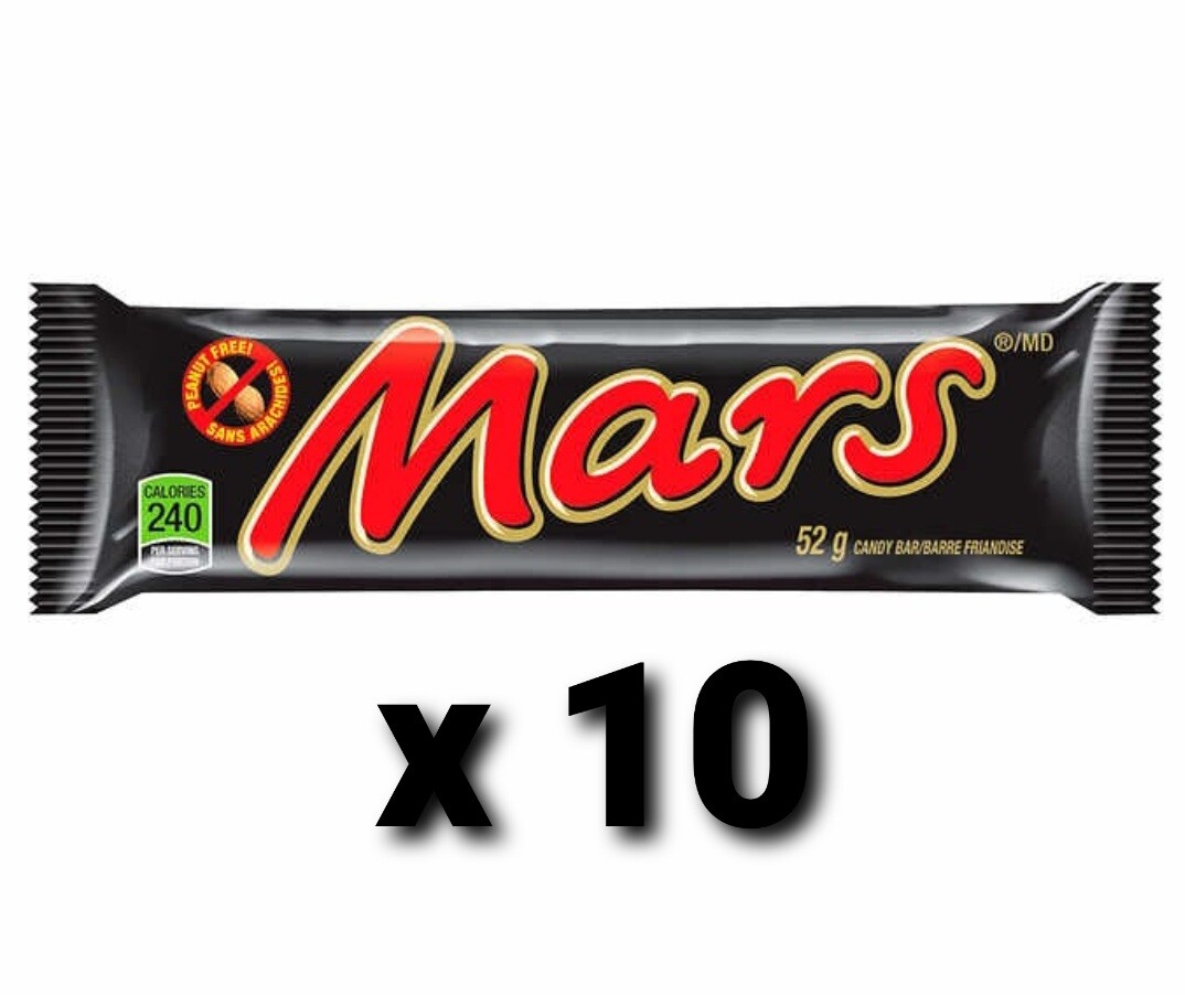 10 x MARS Chocolate Candy bar by Mars from CANADA 52g each