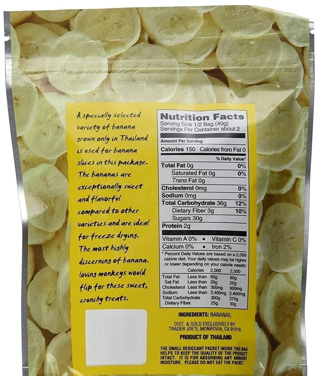 Trader Joe’s Freeze Dried BANANA SLICES Unsweetened Bananas Fruit * BB 4/2026 *