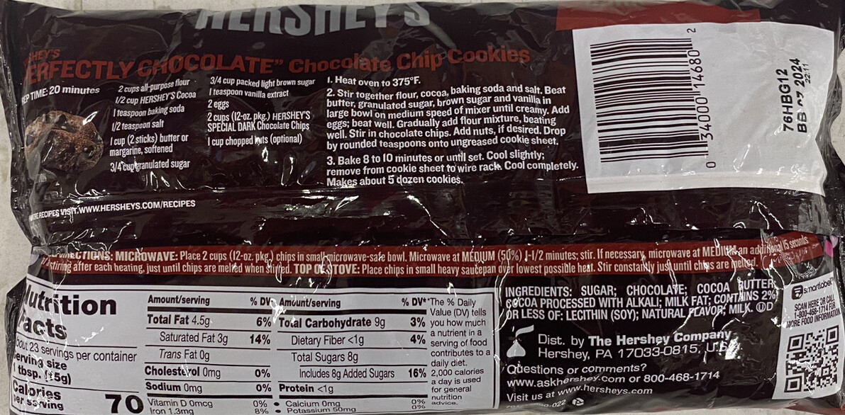 5x Hershey’s SPECIAL DARK Baking Chocolate Chips 12 oz Bag – NEW – 5 PACK