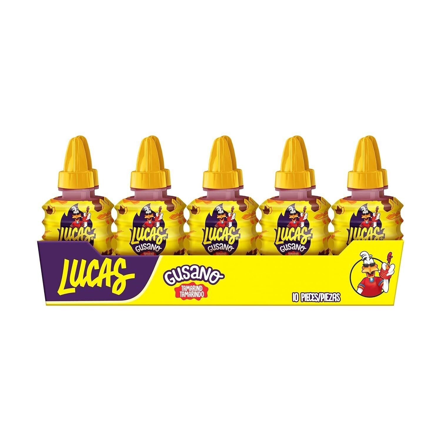 Lucas Gusano Tamarind Flavored Liquid Spicy Candy – 10 Pieces Pack 12.6 oz