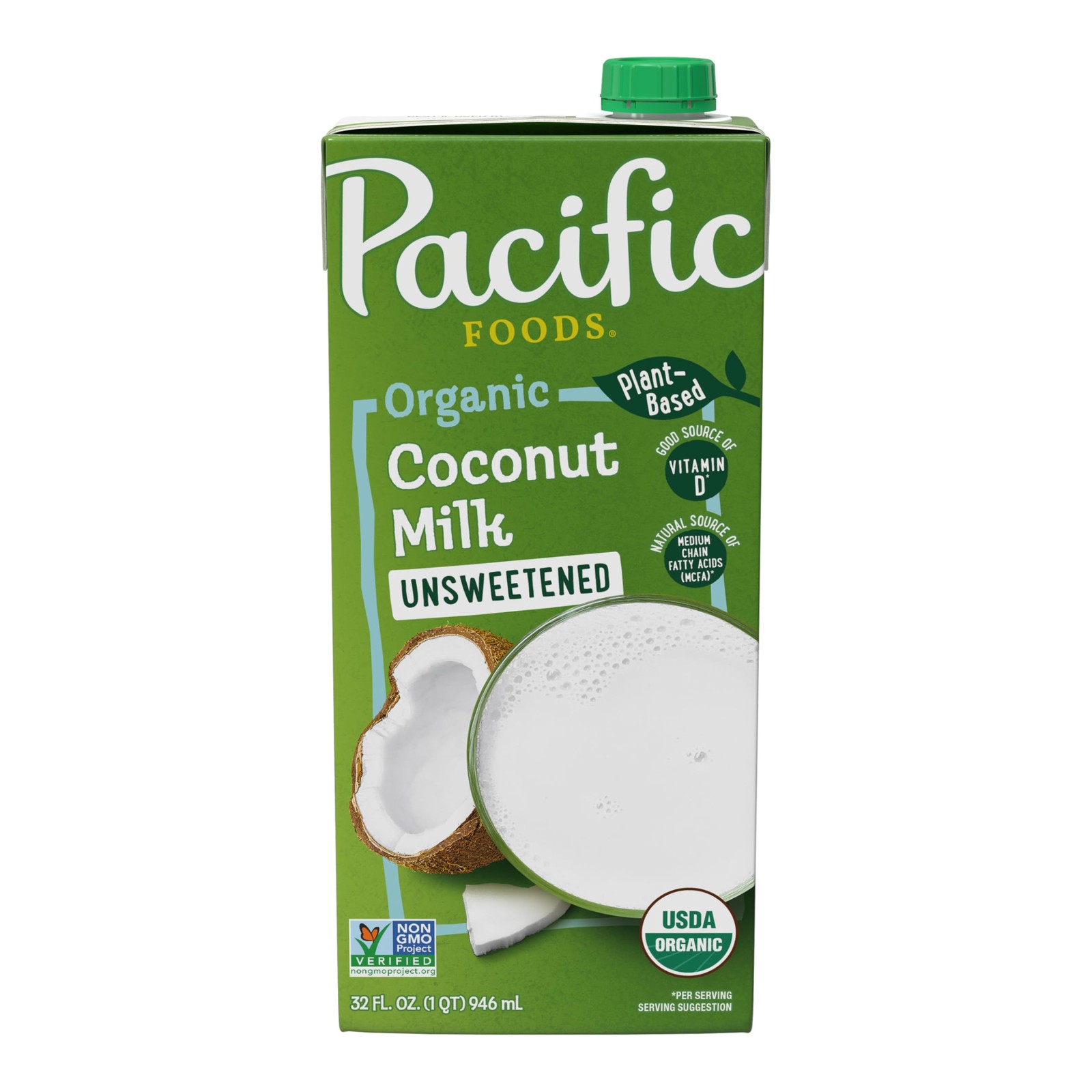 Pacific Foods Organic Unsweetened Coconut Milk, Plant 32 Fl Oz (Pack of 1)