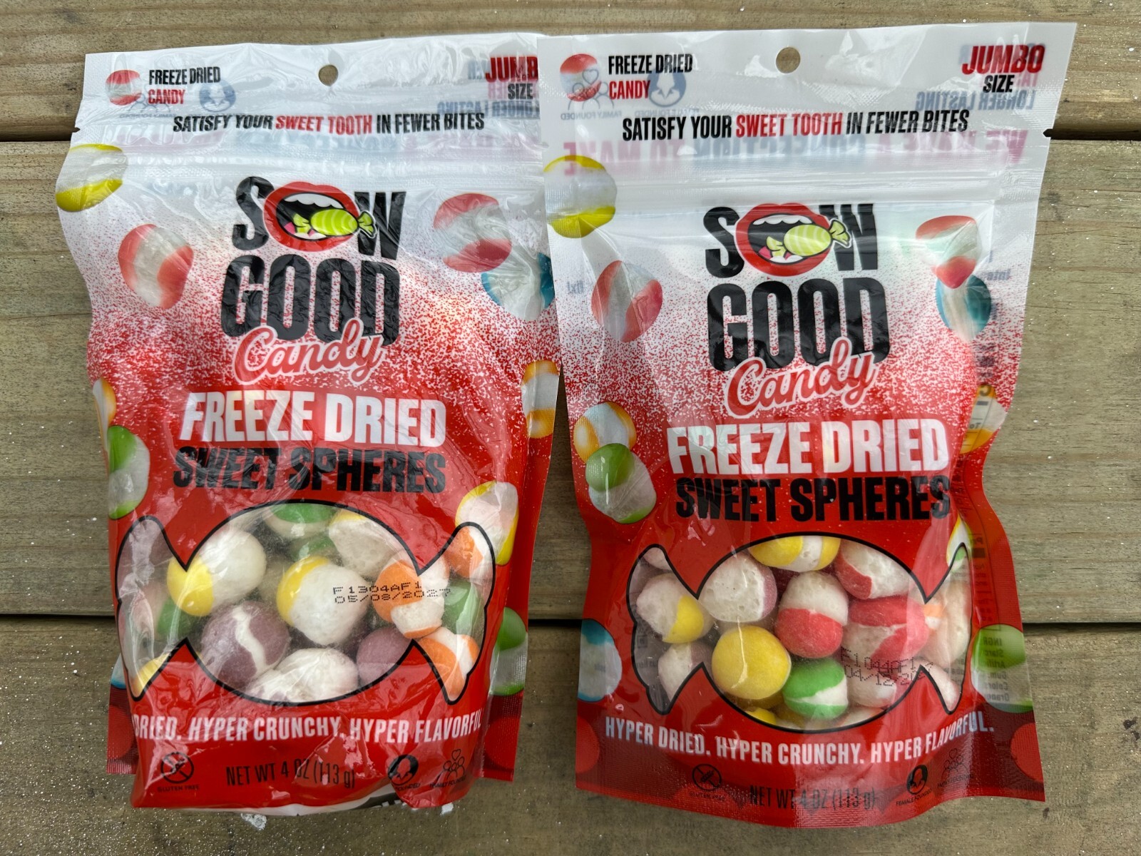 2 Sow Good Freeze Dried Sweet Candy Spheres 4 Oz. Each BB 4/27