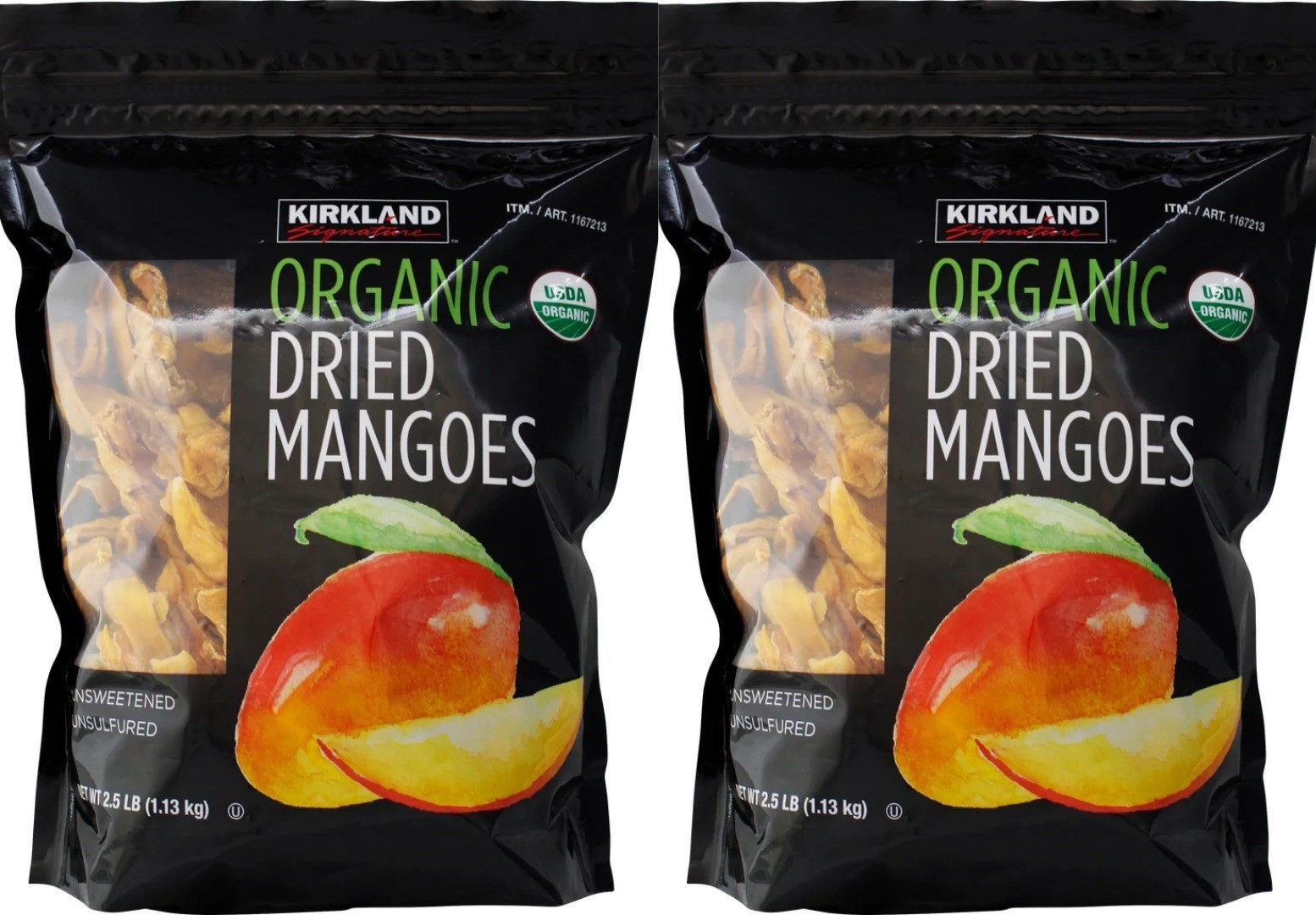 2-Pack Kirkland Signature Organic Dried Mangoes, 40 Oz Each Fresh