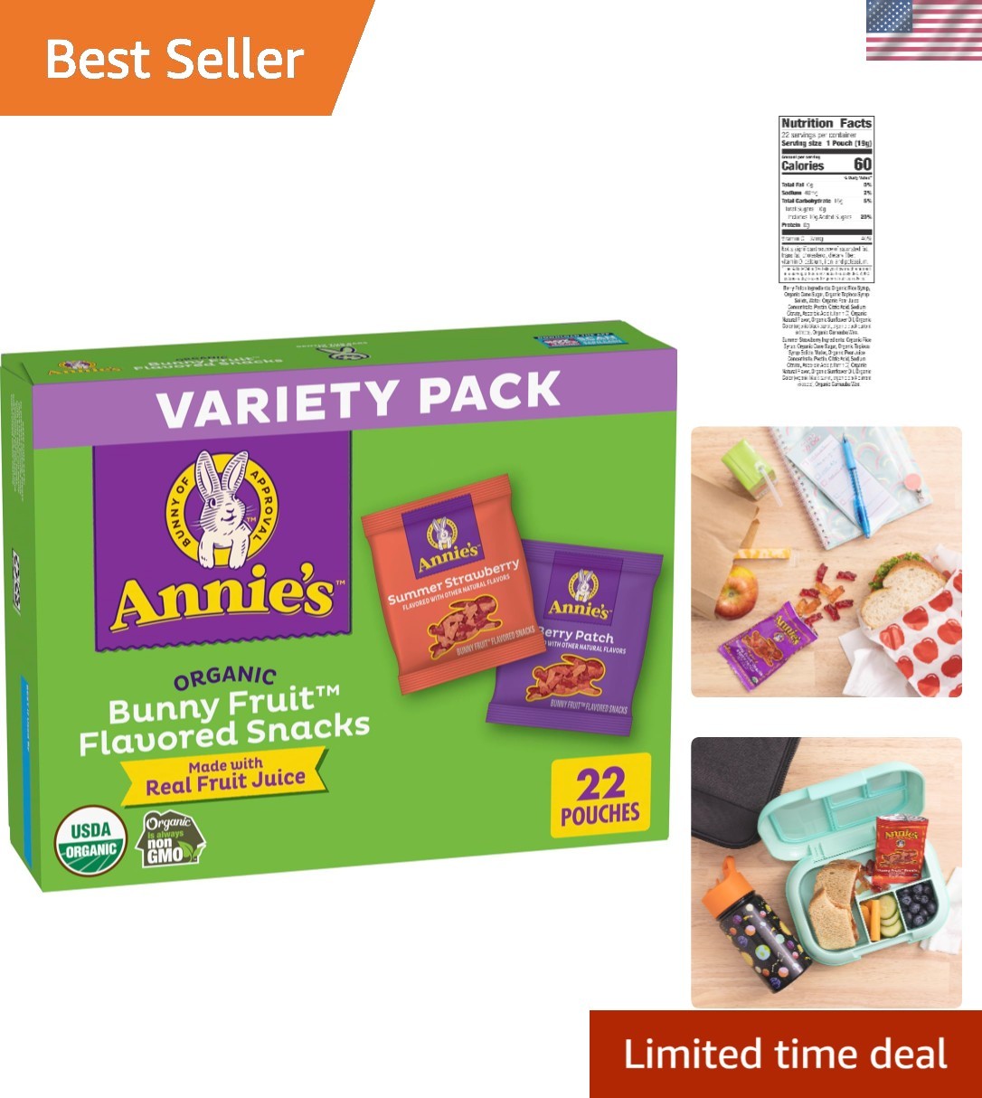 Delicious Annie’s Organic Bunny Snacks – 22 Gluten-Free Pouches of Fun Flavors