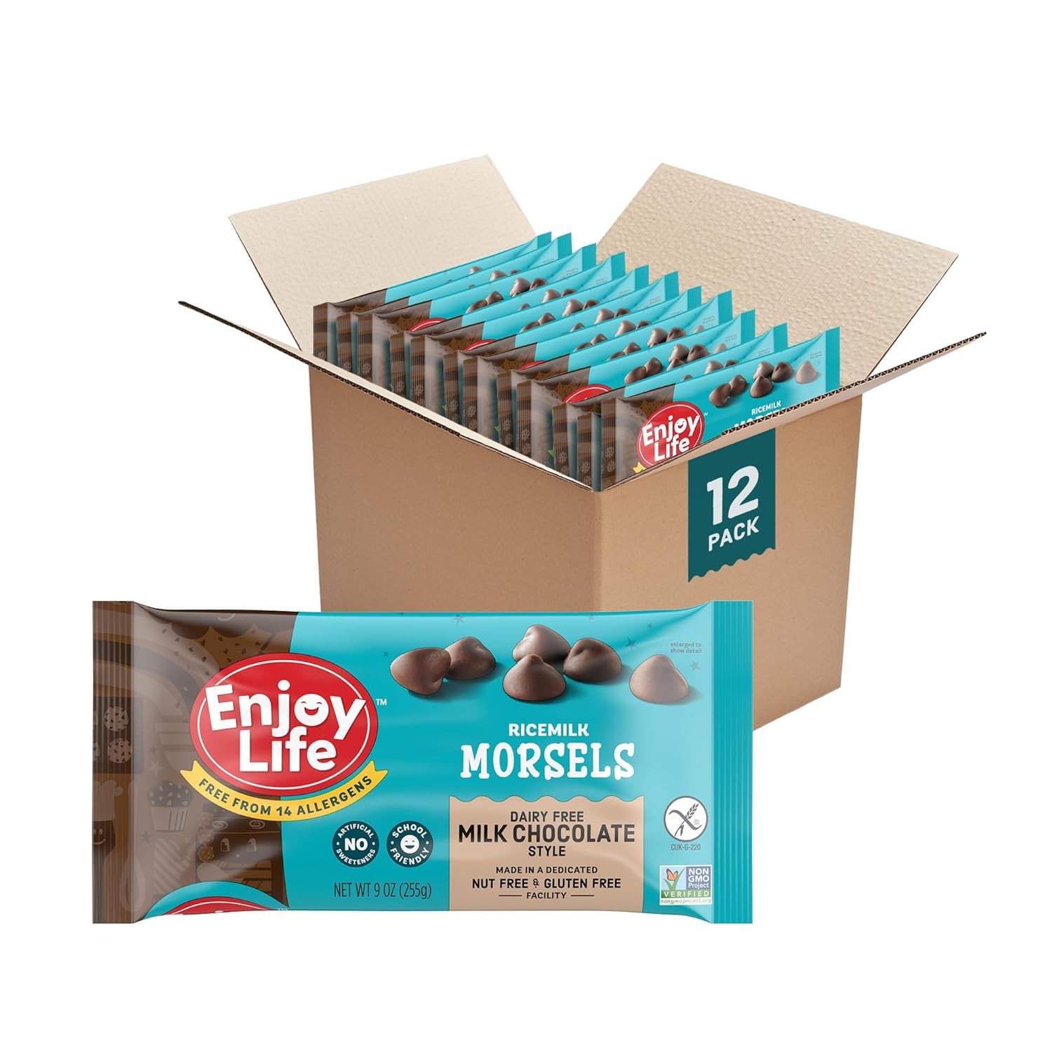 Enjoy Life Ricemilk Baking Morsels Milk Chocolate Flavor,Gluten Free,School Safe