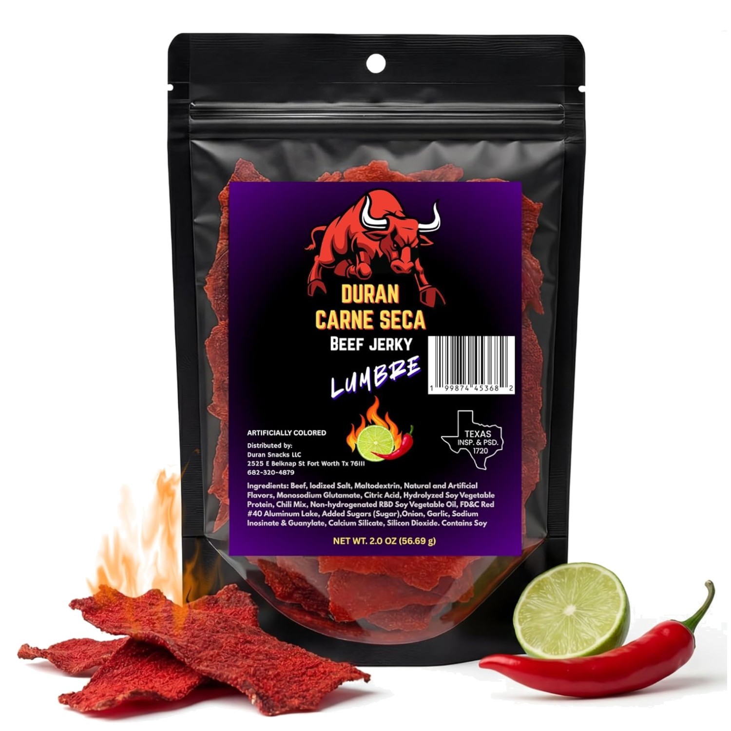 Spicy Fuego Beef Jerky, Mexican-Style, 2oz Pack