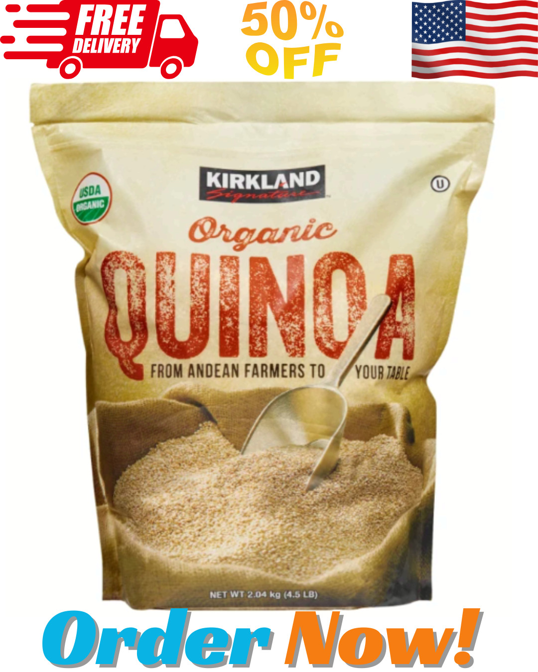 Kirkland Signature, Organic Quinoa, 4.5 lbs