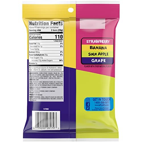 Laffy Taffy Candy Assorted Fruit Mini Bars Individually Wrapped 6oz