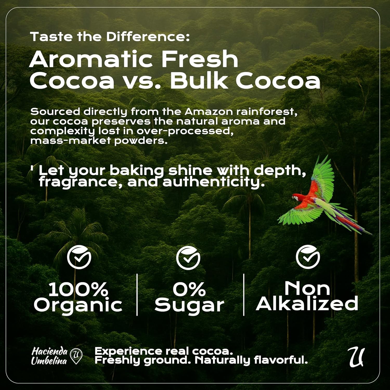 Organic Cacao Powder Raw Peruvian USDA Certified Non-GMO Vegan 16oz