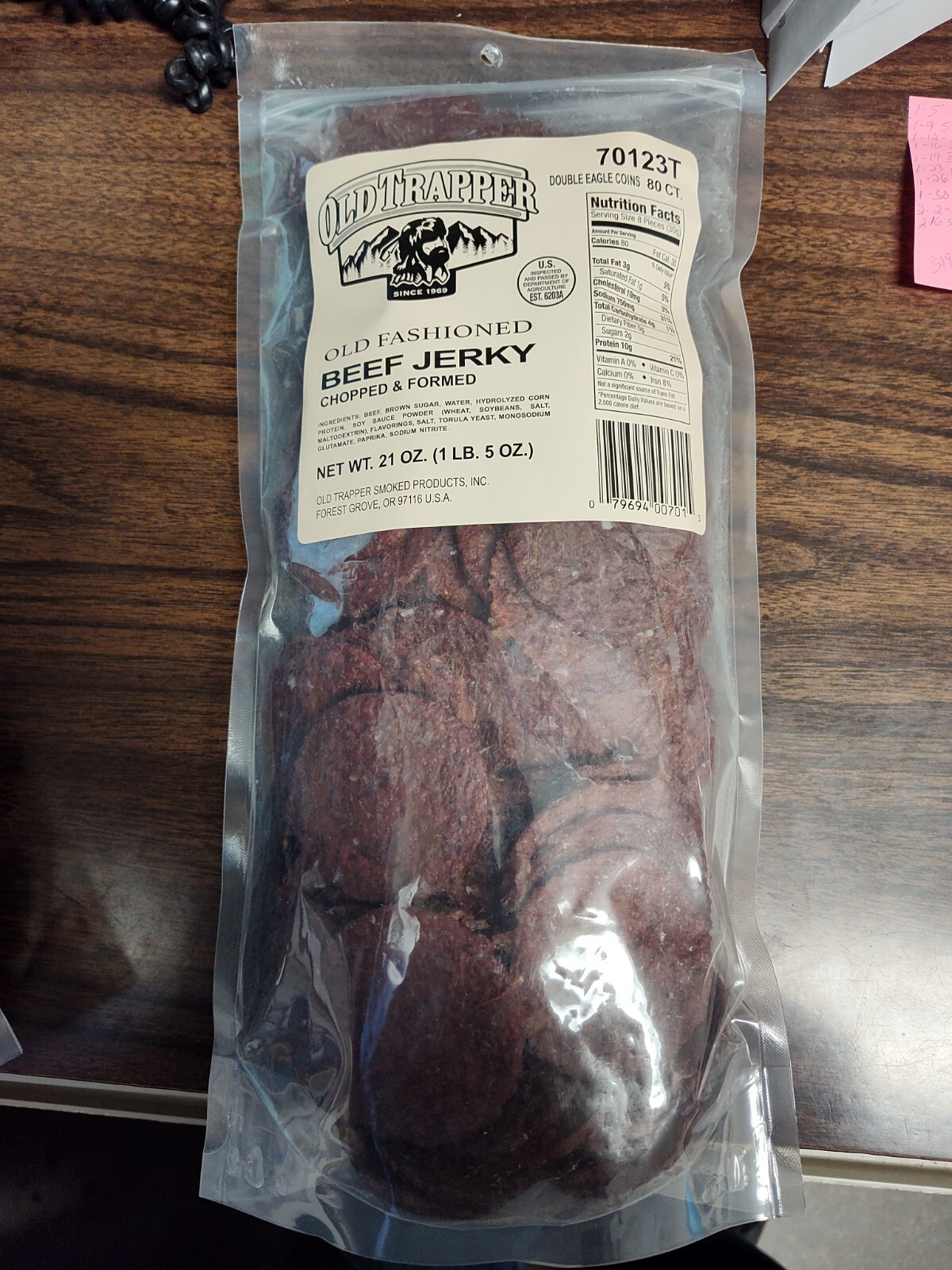 Old Trapper BEEF JERKY ROUNDS 80 count bulk Refill- 1.3 Pounds-«Double Eagle»