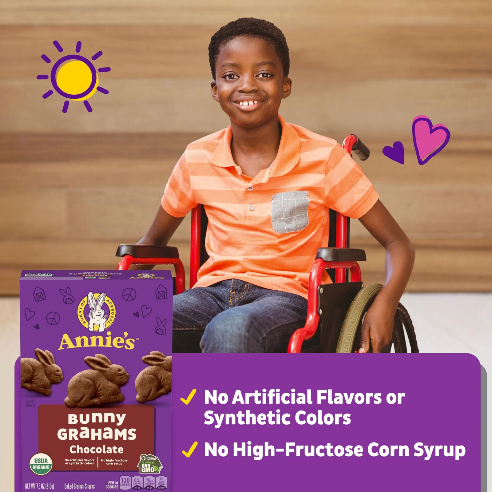 Annie’s Organic Chocolate Bunny Graham Snacks, Gluten Free, 7.5 oz