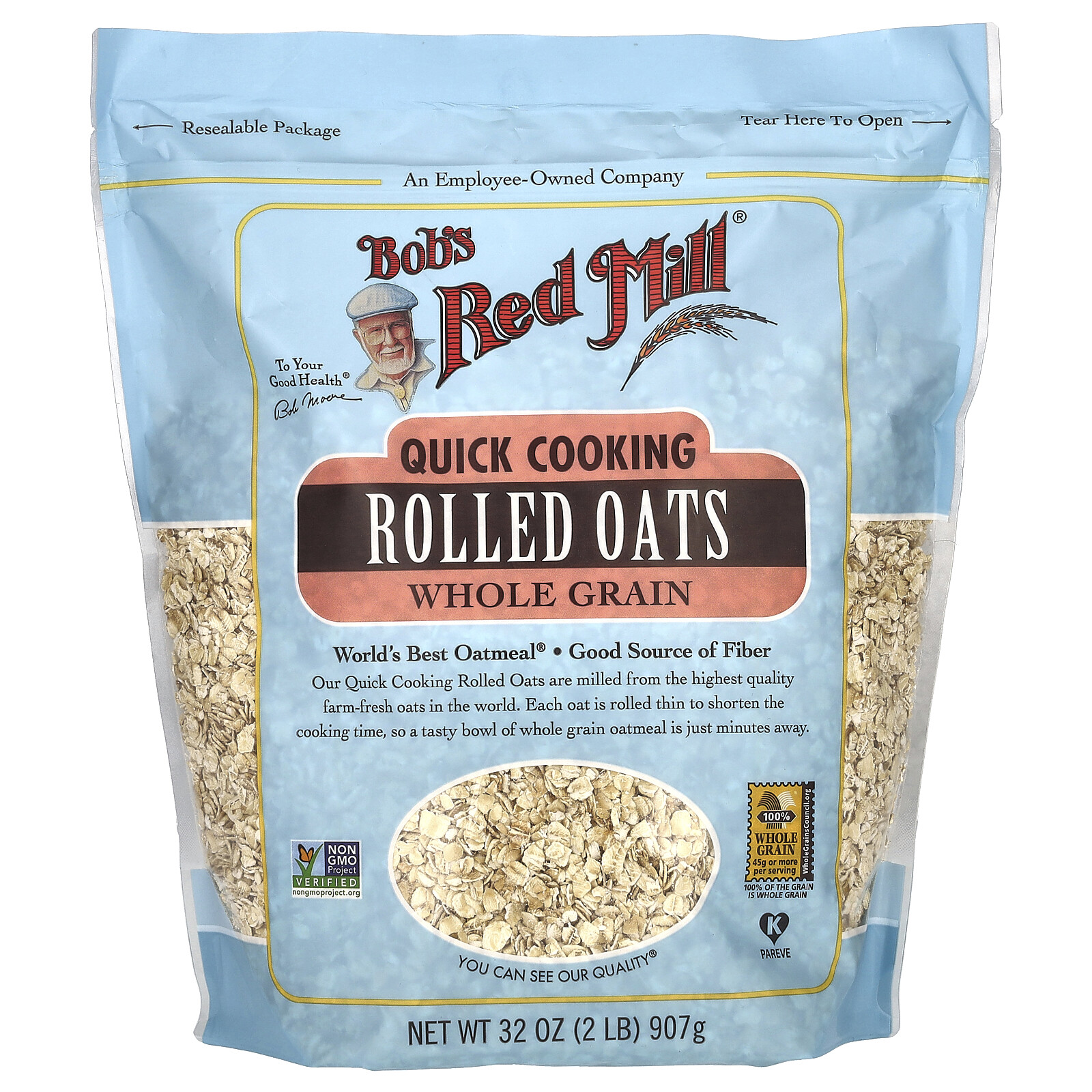 Quick Cooking Rolled Oats, Whole Grain, 32 oz (907 g)