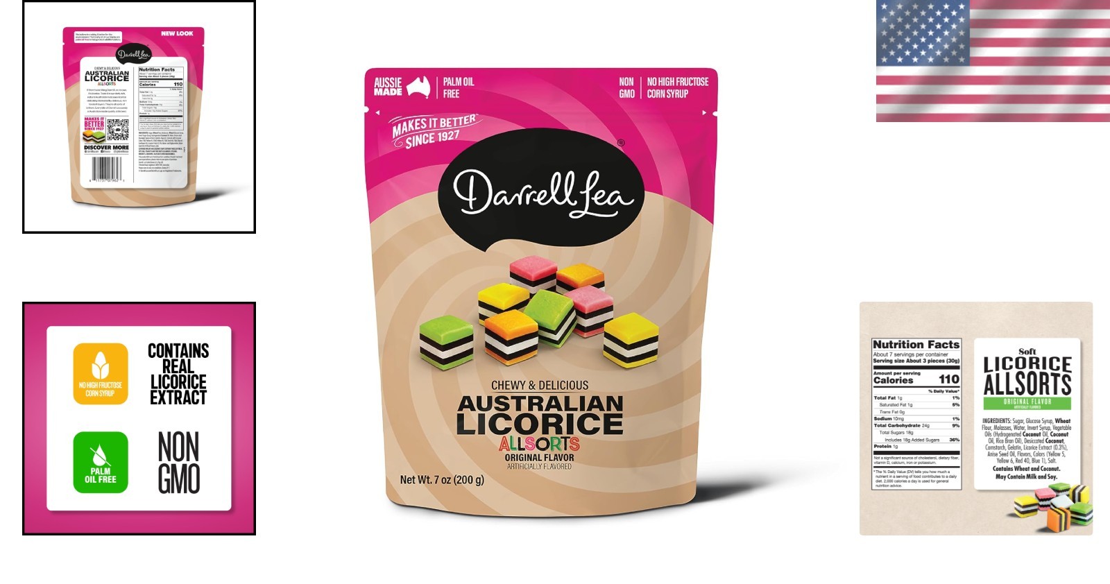 Guilt-Free Soft Australian Licorice Allsorts, 7 oz Non-GMO Treat for All Ages