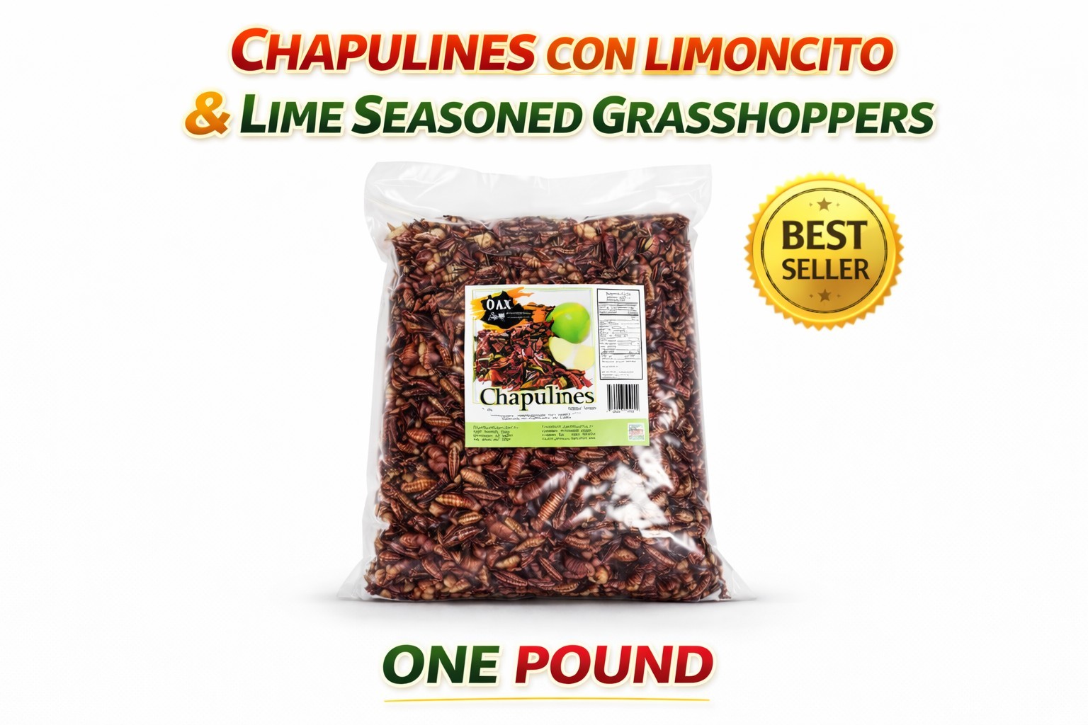 1 LB FRESH CHAPULINES CON LIMONCITO (grasshoppers w/lime) from OAXACA.