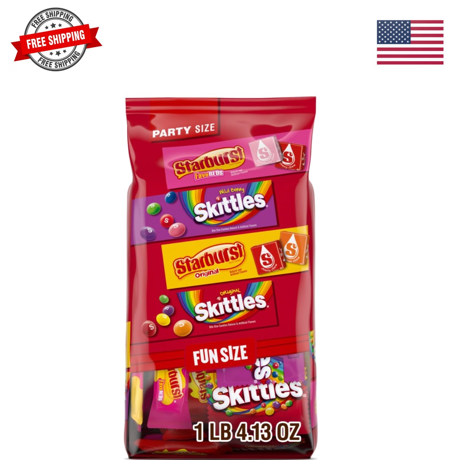 SKITTLES , Wild Berry & STARBURST and FaveReds Fun Size Chewy Candy Variety …