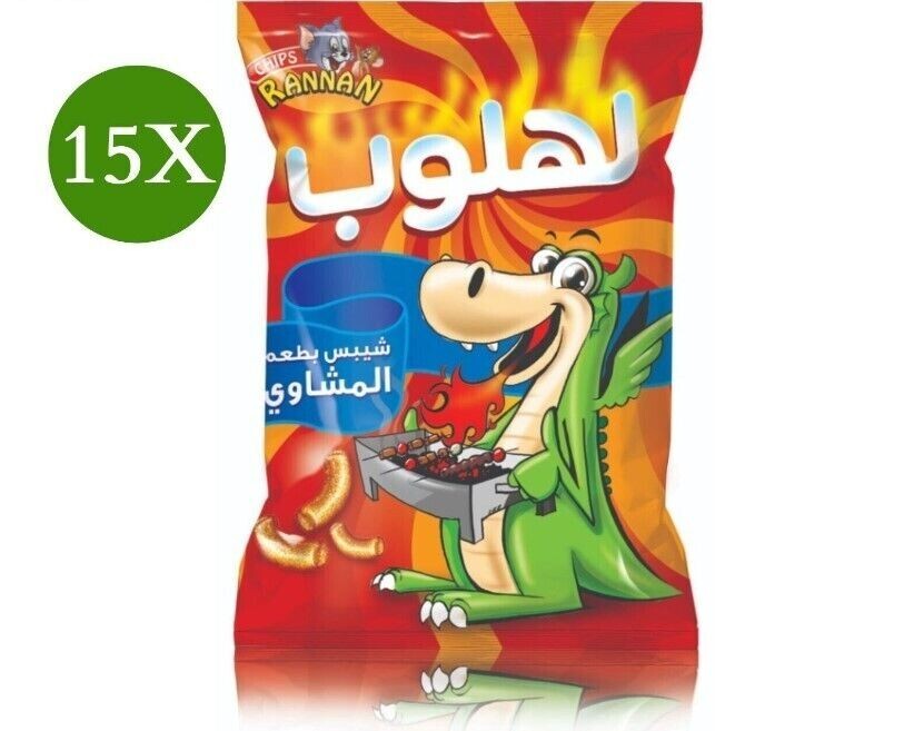15 X Rannan Chips Lahloub with Barbecue ( 25 gram) شيبس لهلوب بطعم الباربيكيو