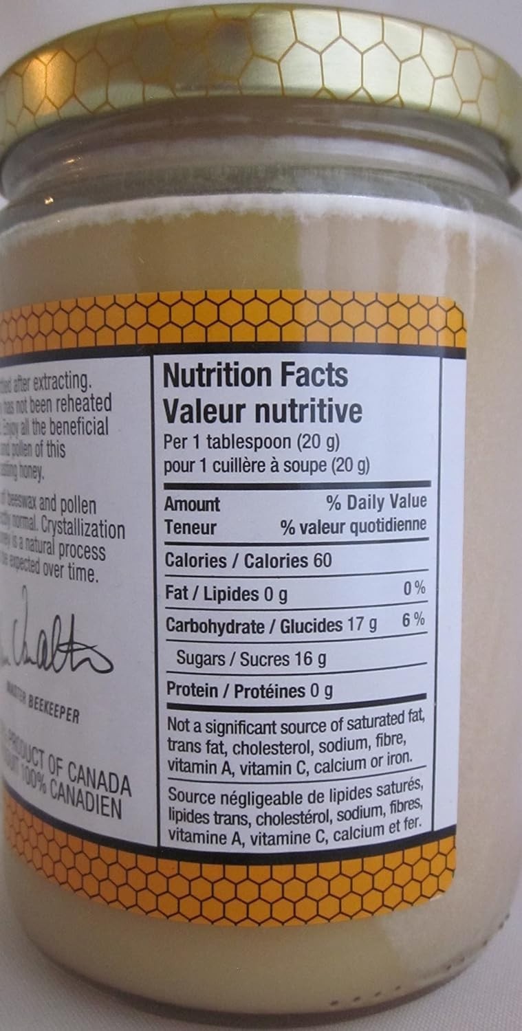 6.6 lbs Pure Canadian Raw Honey – Unfiltered, Non-Pasteurized, Gourmet Approved