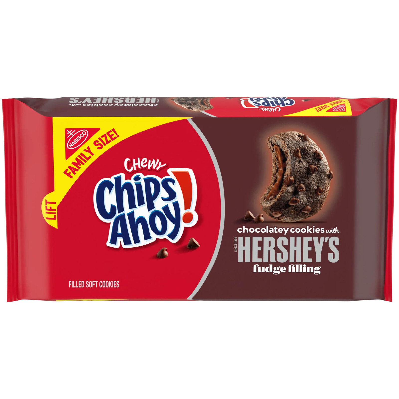 CHIPS AHOY! Chewy Hershey’S Fudge Filled Soft Fudgy Chocolate Chip Cookies, Fami