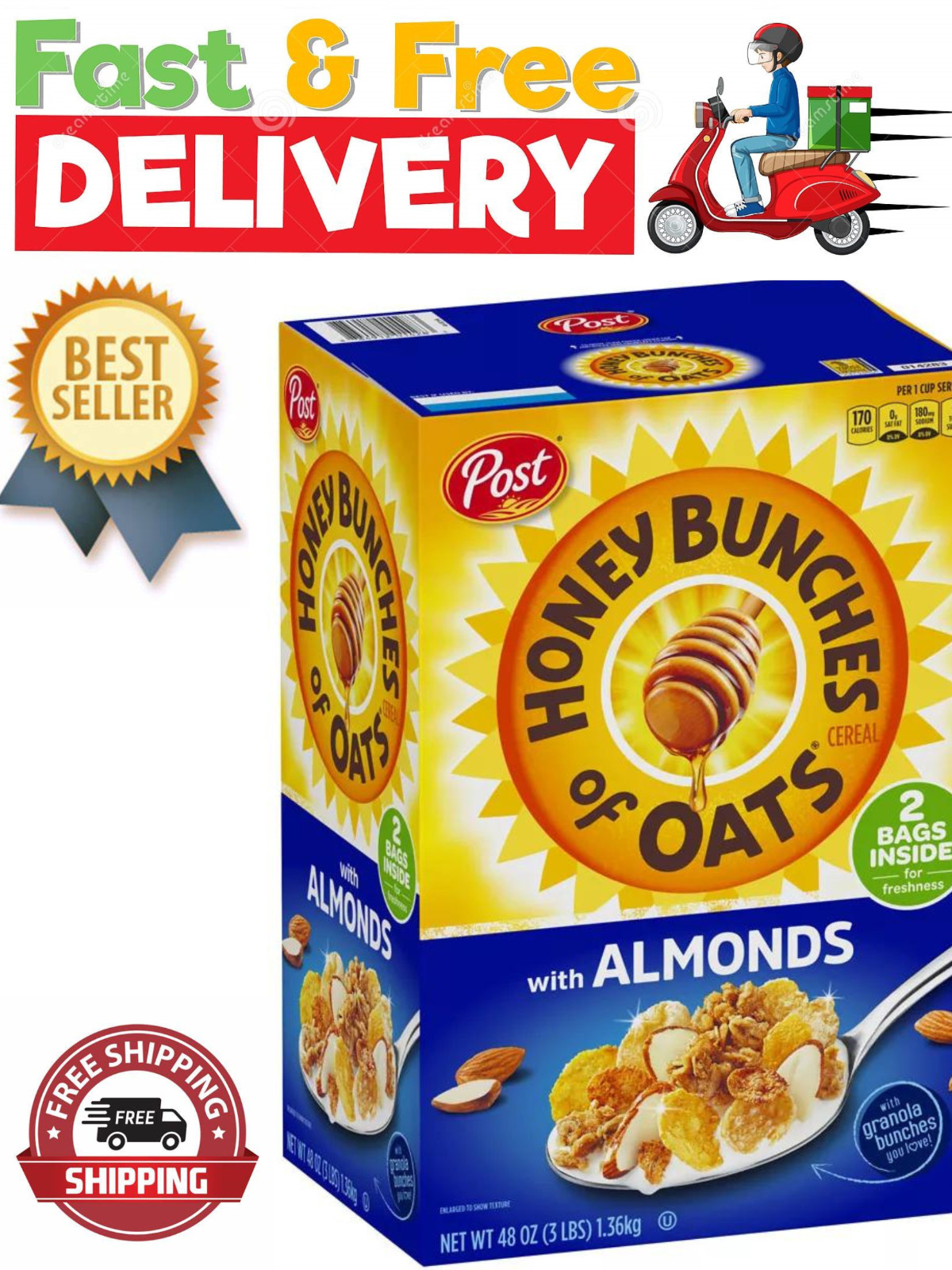 Post Honey Bunches of Oats with Crispy Almonds (48 oz.)