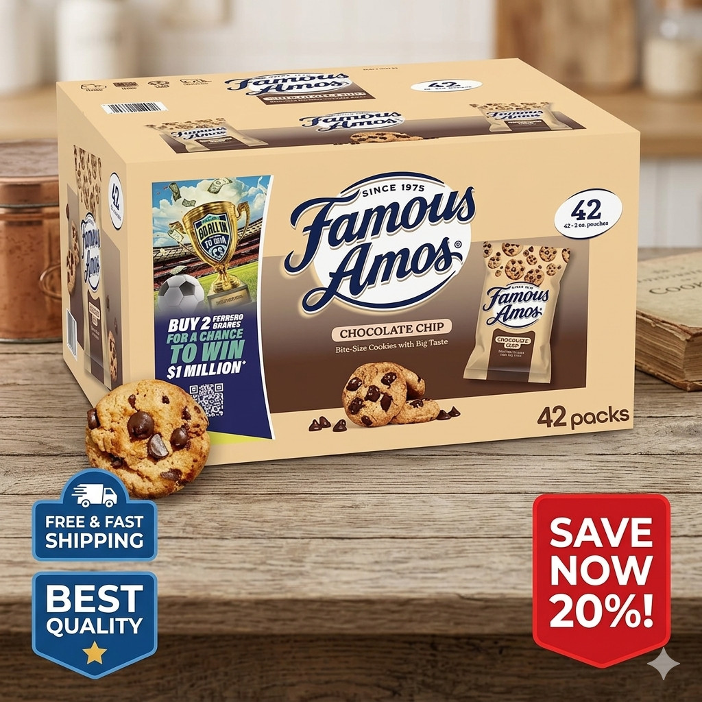 Famous Amos 2oz Chocolate Chip Cookies Box of 42 Pieces