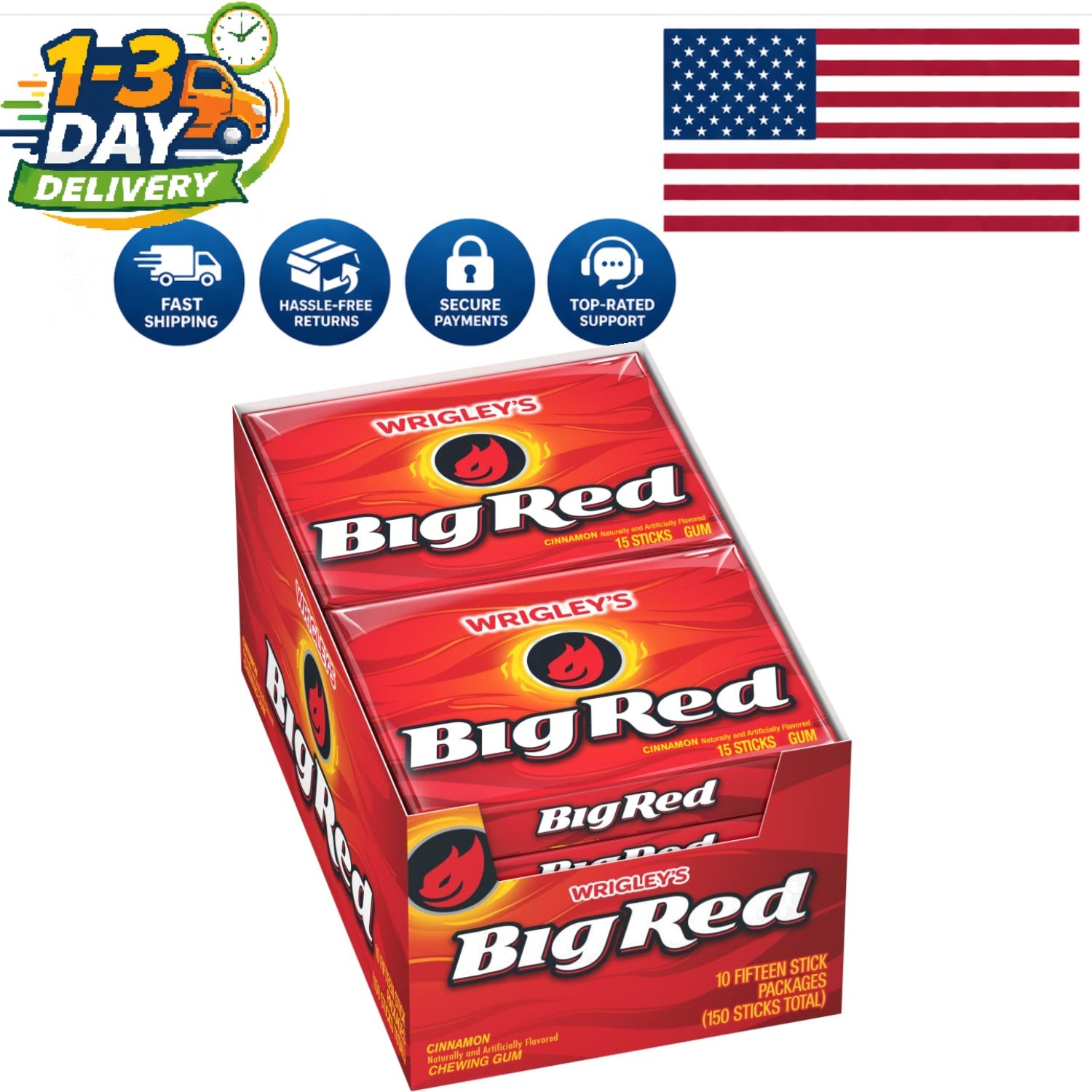 Wrigley’s Big Red Cinnamon Gum – Bulk Pack, 150 Count for Lasting Freshness