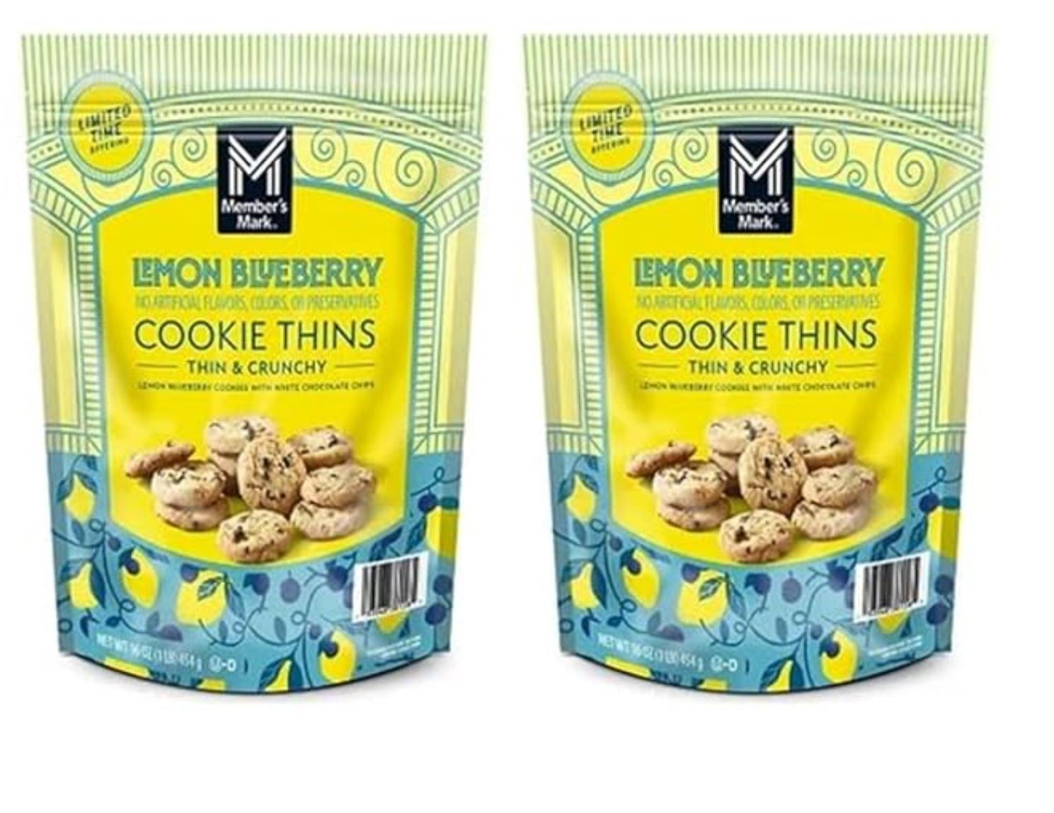 Member’s Mark Lemon Blueberry Cookie Thins, (2 Packs) 16 Ounce each