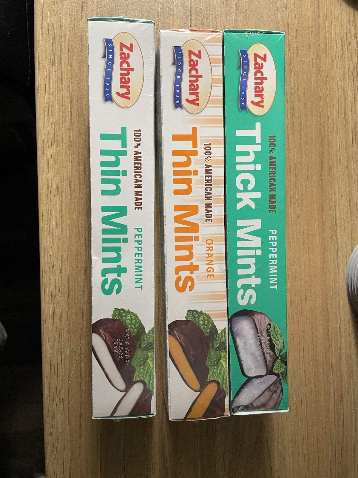 Lot of (3) Zachary Mints. Peppermint thin,Thick And orange 5.5 oz Boxes