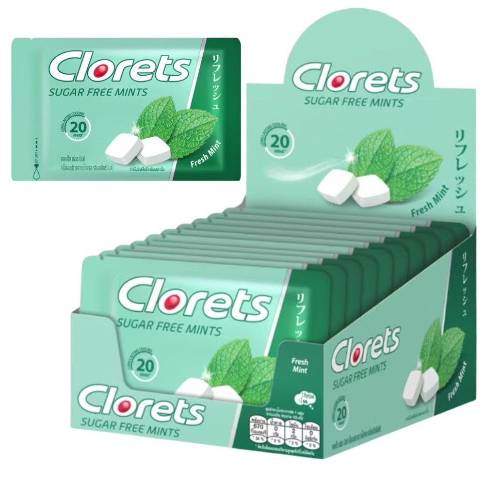 Clorets Sugar Free Candy Long Lasting Fresh Breath Refreshing After Meals x10