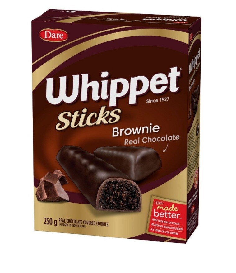 4 Boxes of Dare Whippet Brownie Sticks Cookies 250g each Free Shipping