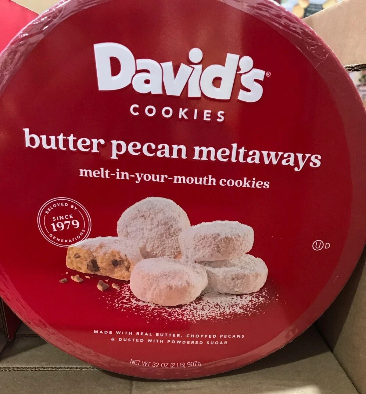 David’s Cookies Butter Pecan Meltaways 32 oz Tin Kosher Holiday Gift bb: 5/2026