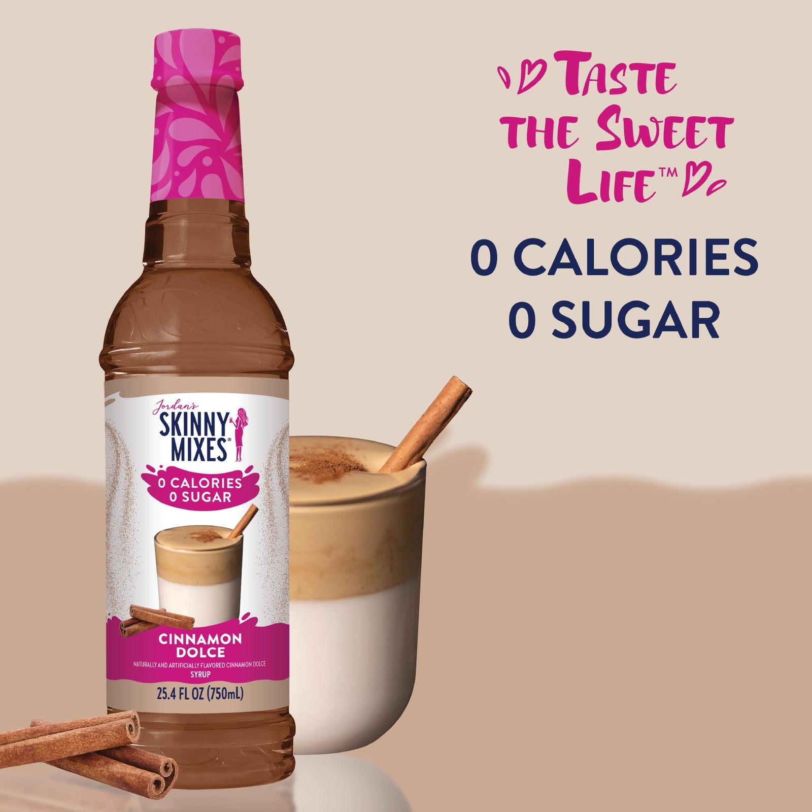 Jordan’s Skinny Mixes Syrups Sugar 25.4 Fl Oz (Pack of 1), Cinnamon Dolce