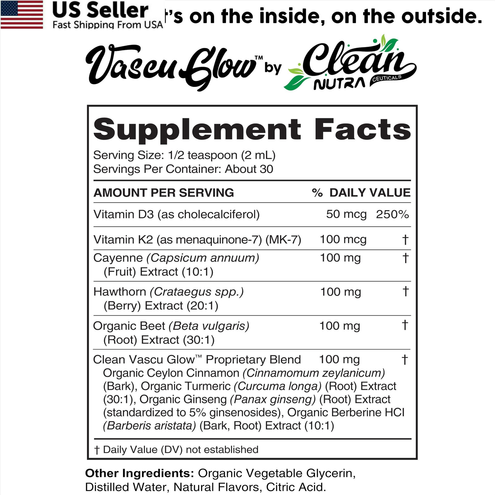 Cayenne Pepper Drops Supplement + Hawthorn Berry Beet Root Vitamin D3 K2 USA