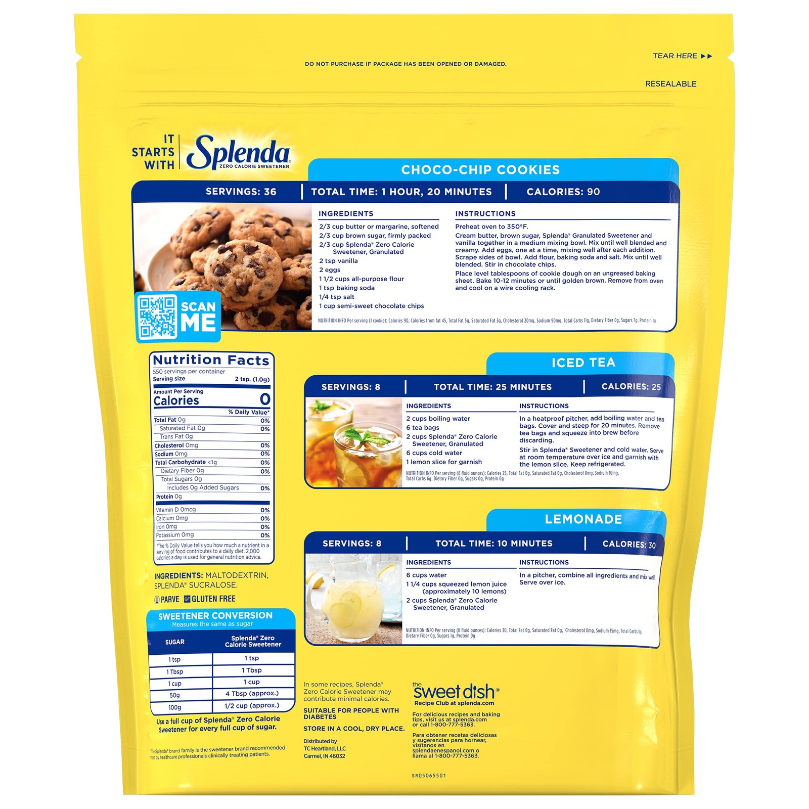 SPLENDA Zero Calorie Sweetener, Granulated Sugar Substitute, Resealable