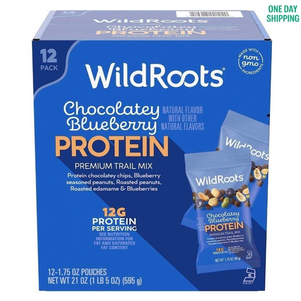 WildRoots Chocolatey Blueberry Protein Single Serve Trail Mix 1.75 oz 12 Pack