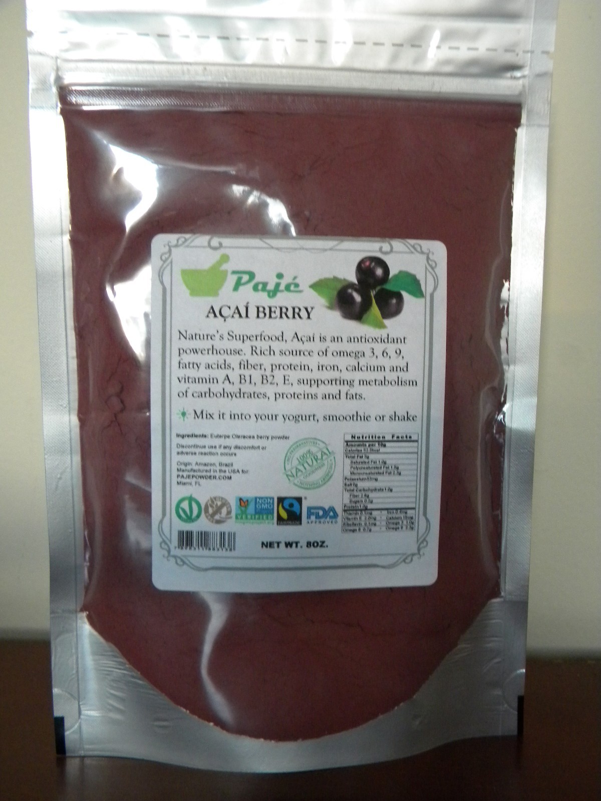 ACAI Assai powder berry 32oz 2lb Superfood anti-age protein detox fib OM3 PAJE