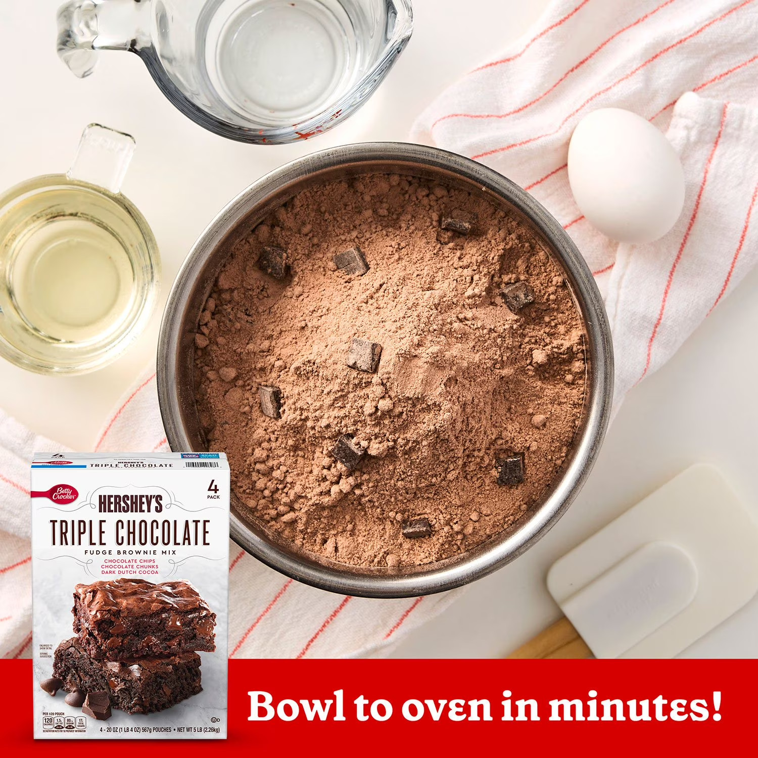 Betty Crocker Hershey’s Fudge Brownie Mix, Triple Chocolate – 20 oz. Each, 4 Pac