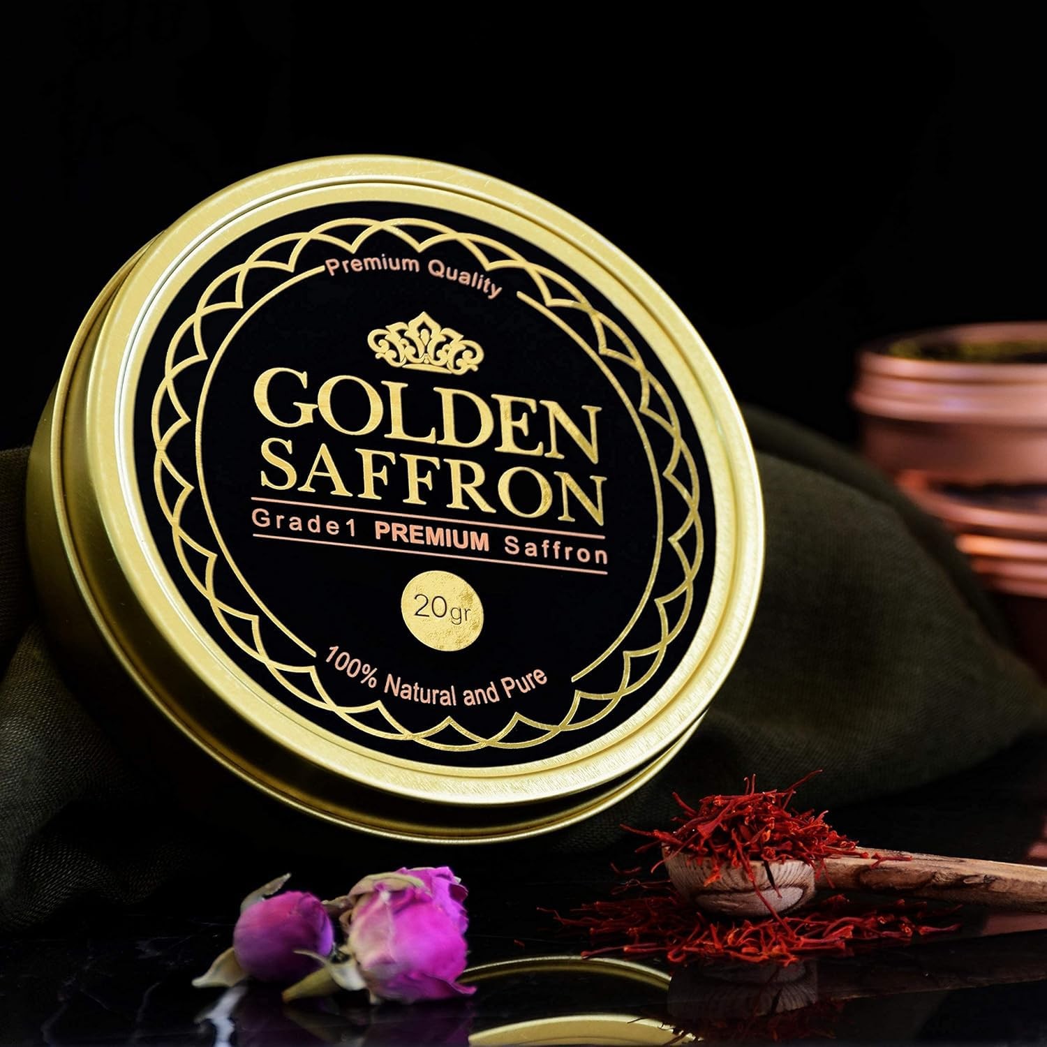 Golden Saffron, Finest Pure Premium All Red Saffron Threads, Grade A+ Super N…