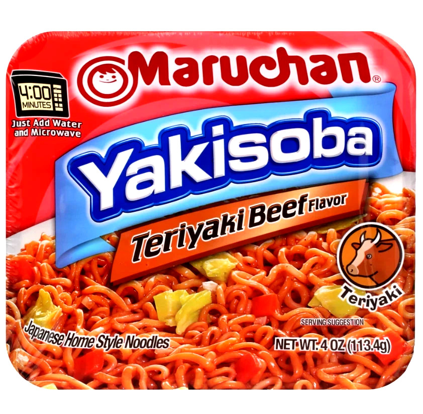 (6 pack) Maruchan Yakisoba Teriyaki Beef Flavor Noodles,4oz Shelf Stable Package