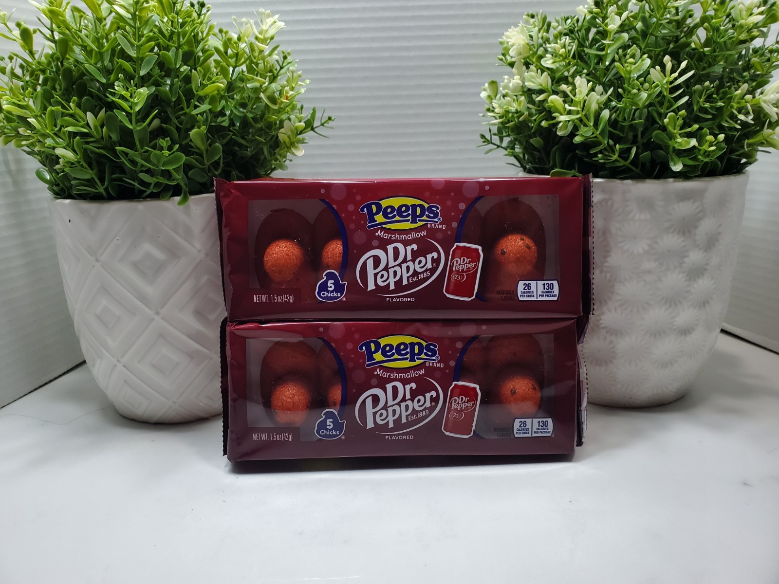Dr. Pepper Flavored Marshmallow Chicks Peeps 🟤 2 Packs 10 Chicks Total **New**
