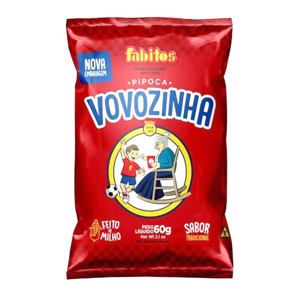 Pipoca Doce Vovozinha Fabitos 60g (2.1oz) | Brazilian Sweet Caramel Popcorn